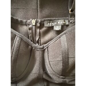 Bodycon Hot Haute Monde Black Spaghetti Corset Dress Size L